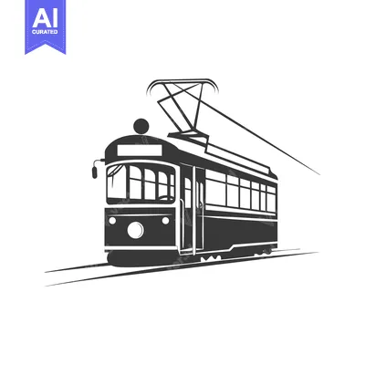 Aset premium populer: Black and White Silhouette of a Vintage Tramway