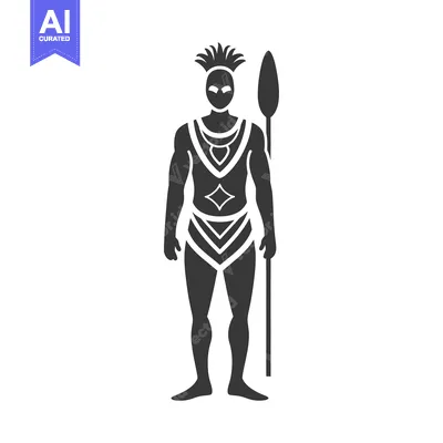 Aset premium populer: Black and White Silhouette of a Warrior with a Spear