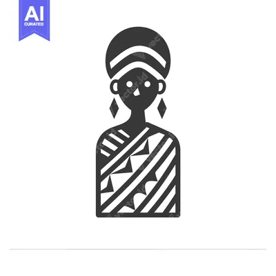 Aset premium populer: Black and White Silhouette of a Woman in Traditional African Dress