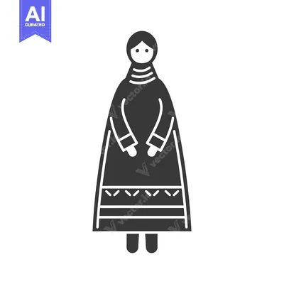 Aset premium populer: Black and White Silhouette of a Woman in Traditional Clothing