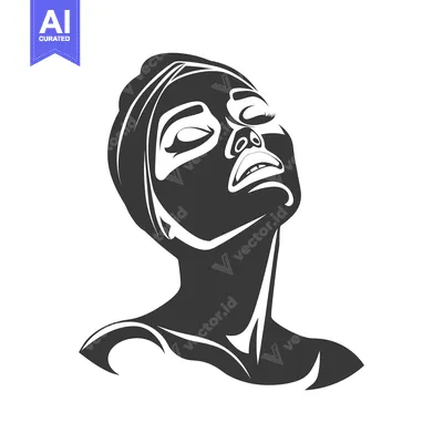 Aset premium populer: Black and White Silhouette of a Woman's Head Tilted Up