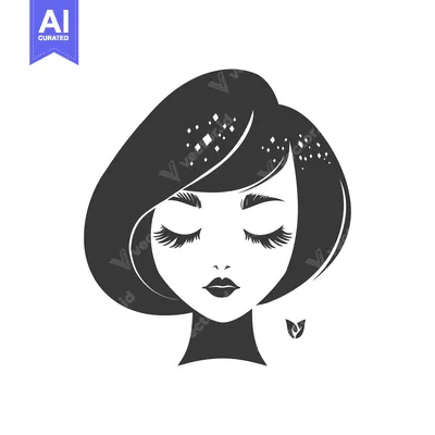 Aset premium populer: Black and White Silhouette of a Woman with Closed Eyes