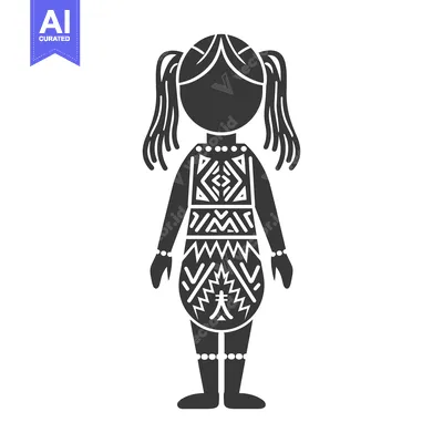 Aset premium populer: Black and White Silhouette of a Young Girl Wearing Traditional Clothin