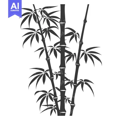 Black and White Silhouette of Bamboo Shoots