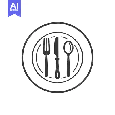 Aset premium populer: Black and White Silhouette of Fork, Knife, and Spoon on a Plate