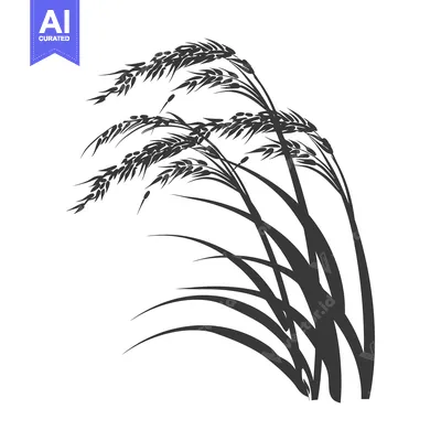 Aset desain premium: Black and White Silhouette of Rice Plants