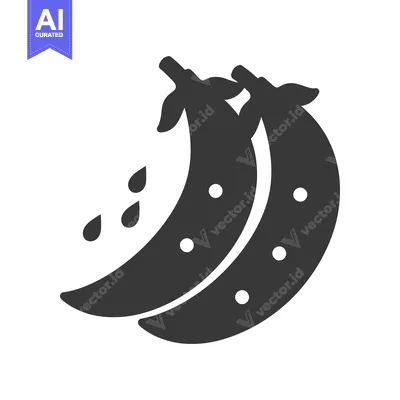 Aset desain premium: Black and White Silhouette of Two Bananas with Droplets