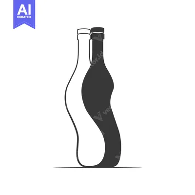 Popular premium asset: Black and White Silhouette of Two Wine Bottles
