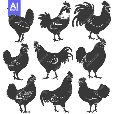 Popular premium asset: Black and White Silhouettes of Chickens and Roosters