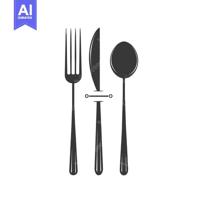 Premium design asset: Black and White Silhouettes of Fork, Knife and Spoon