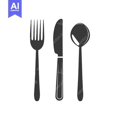 Aset premium populer: Black and White Silhouettes of Fork, Knife, and Spoon