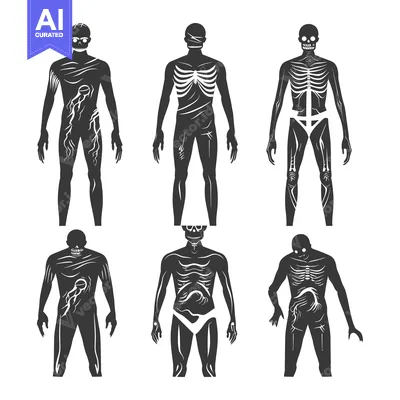 Aset desain premium: Black and White Silhouettes of Human Figures Depicting Different Stage