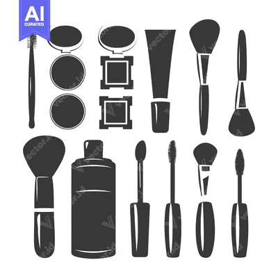Popular premium asset: Black and White Silhouettes of Makeup Tools and Products