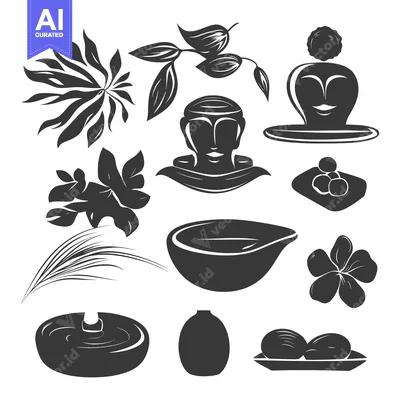Premium design asset: Black and White Silhouettes of Spa and Wellness Objects