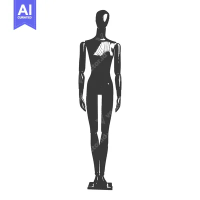 Black and White Sketch of a Fashion Mannequin