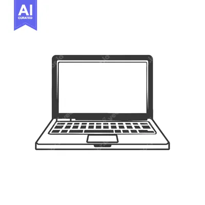 Black and White Sketch of a Laptop Computer