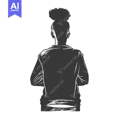 Aset premium populer: Black and White Sketch of a Woman's Back