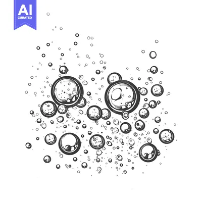 Premium design asset: Black and White Sketch of Bubbles Floating Upward