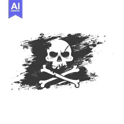 Aset premium populer: Black and White Skull and Crossbones with Grunge Background
