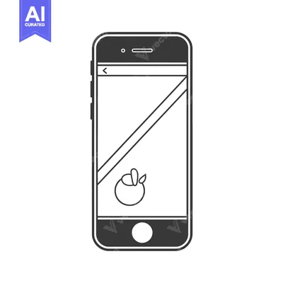 Aset desain premium: Black and White Smartphone with a Fruit Icon