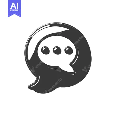 Aset premium populer: Black and White Speech Bubble Icon with Three Dots