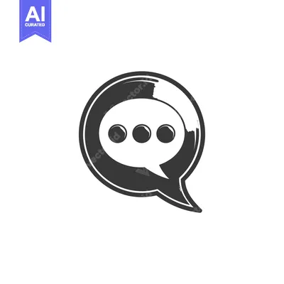 Aset premium populer: Black and White Speech Bubble Icon with Three Dots