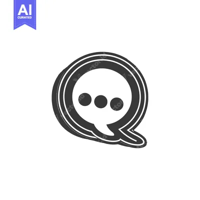 Aset desain premium: Black and White Speech Bubble with Three Dots