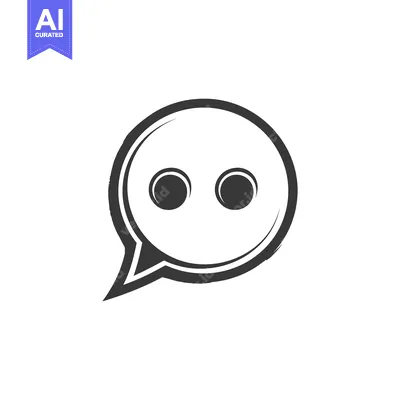 Aset desain premium: Black and White Speech Bubble with Two Dots
