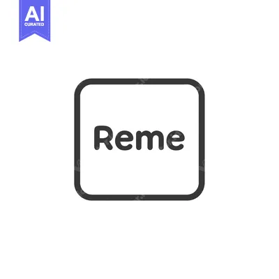 Aset premium populer: Black and White Square Button with the Word "Reme"