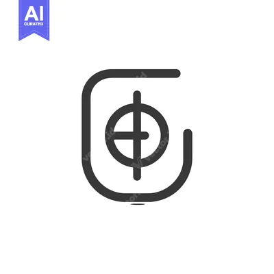 Aset desain premium: Black and White Square with a Cross and a Circle Inside
