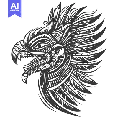 Popular premium asset: Black and White Stylized Eagle Head with Feathered Crest and Open Beak