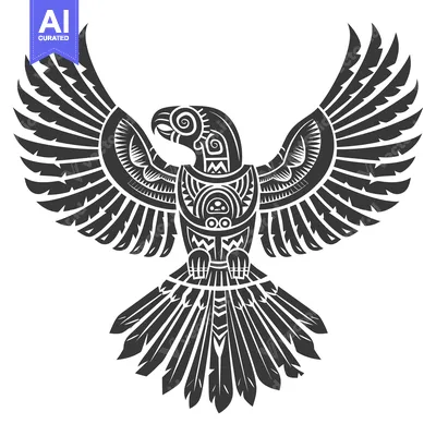 Aset premium populer: Black and White Stylized Eagle with Geometric Patterns