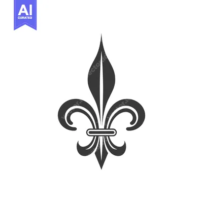Aset desain premium: Black and white stylized fleur-de-lis illustration