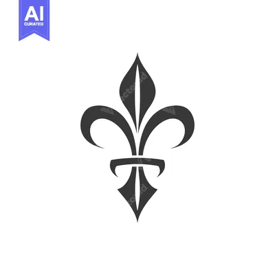 Aset desain premium: Black and white stylized fleur-de-lis illustration