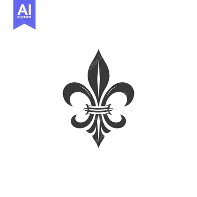 Aset desain premium: Black and White Stylized Fleur-de-lis with a Banner