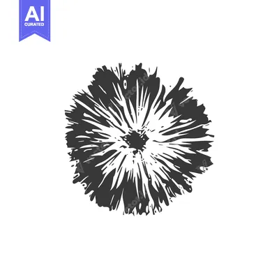 Aset desain premium: Black and White Stylized Flower Illustration