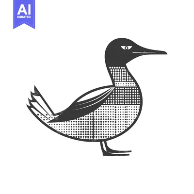 Popular premium asset: Black and White Stylized Illustration of a Duck