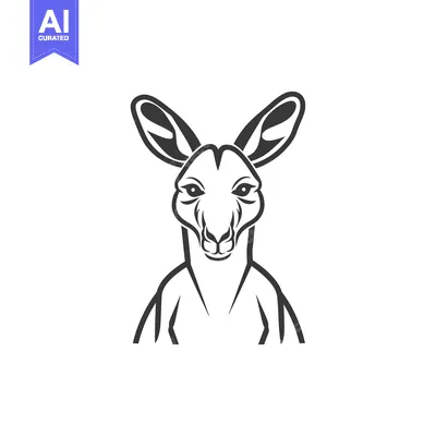 Aset premium populer: Black and White Stylized Illustration of a Kangaroo's Head