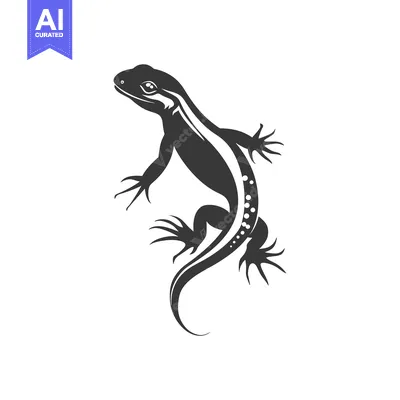Premium design asset: Black and White Stylized Illustration of a Lizard
