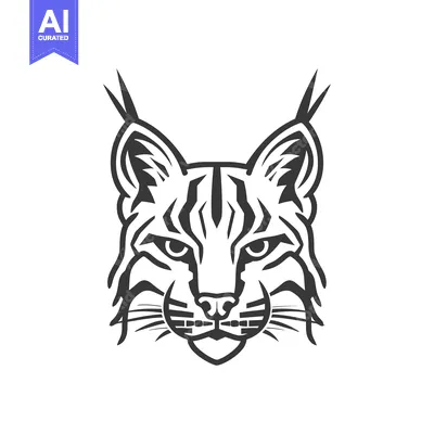 Aset premium populer: Black and White Stylized Illustration of a Lynx's Face