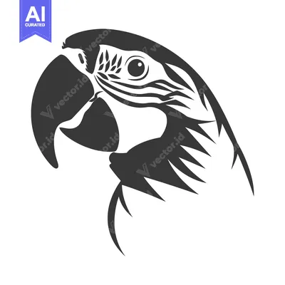 Aset premium populer: Black and White Stylized Illustration of a Parrot's Head