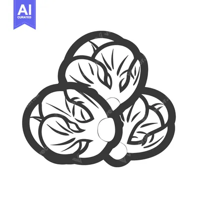 Aset desain premium: Black and White Stylized Illustration of Three Flower Petals