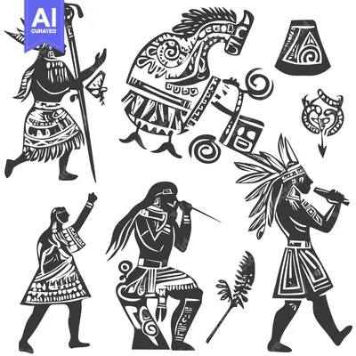 Popular premium asset: Black and White Stylized Illustrations of Indigenous People and Object