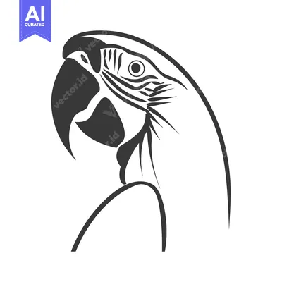 Aset premium populer: Black and White Stylized Macaw Head Profile