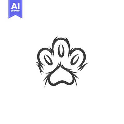 Aset premium populer: Black and White Stylized Paw Print Illustration