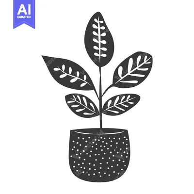 Popular premium asset: Black and White Stylized Plant in a Pot