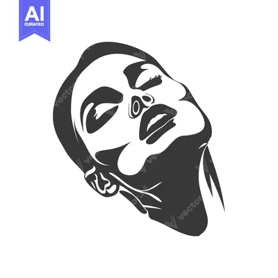 Premium design asset: Black and White Stylized Portrait of a Woman's Face