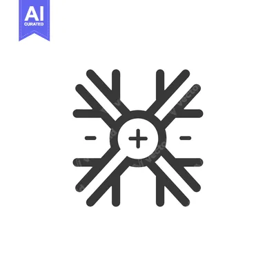 Aset premium populer: Black and White Stylized Snowflake Icon with a Plus Sign in the Center