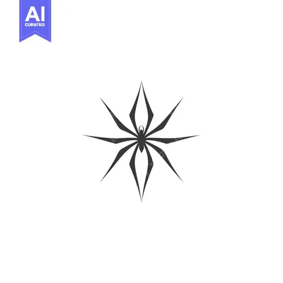 Aset premium populer: Black and White Stylized Spider Icon Illustration