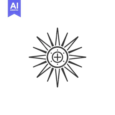 Popular premium asset: Black and white stylized sun with a cross in the center